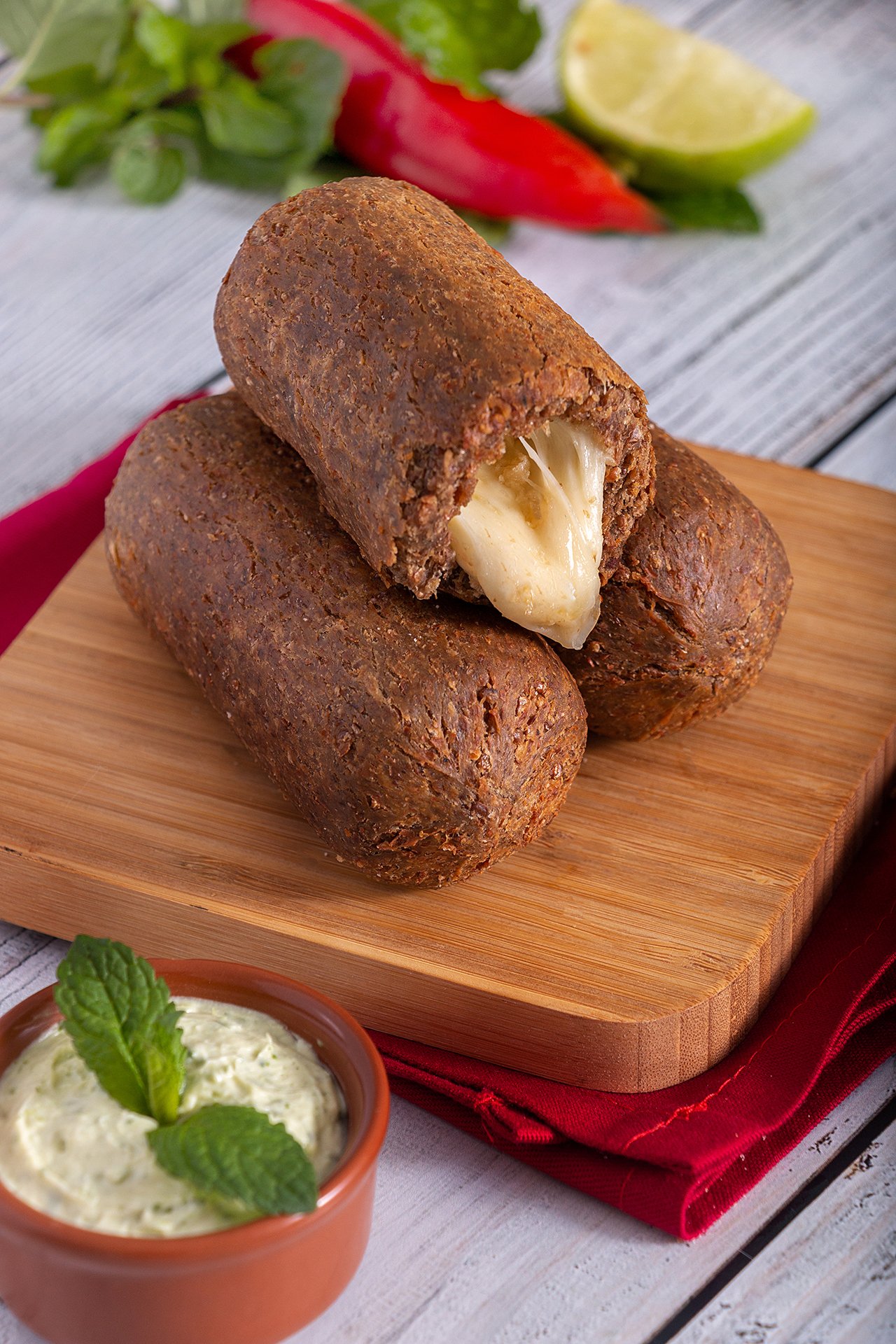 Kibe recheado com queijo congelado